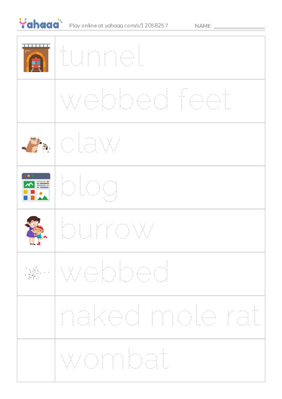 RAZ Vocabulary K: What Lives in This Hole PDF one column image words