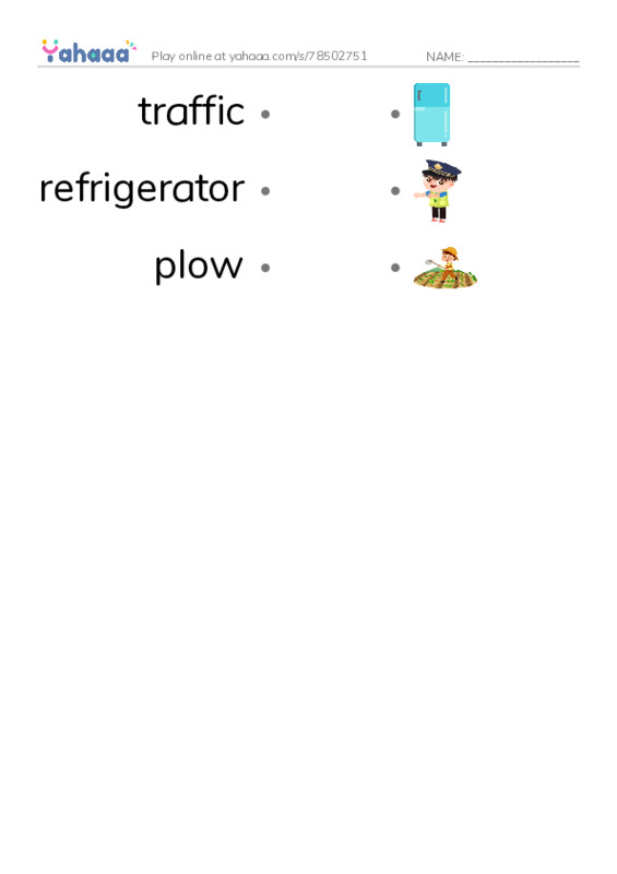 RAZ Vocabulary L: Colonial Life2 PDF link match words worksheet