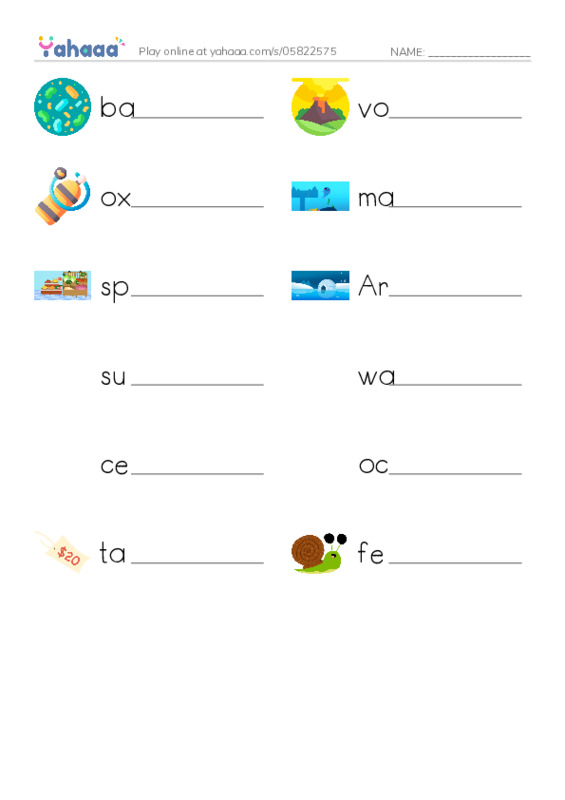 RAZ Vocabulary L: Deep in the Ocean PDF worksheet writing row