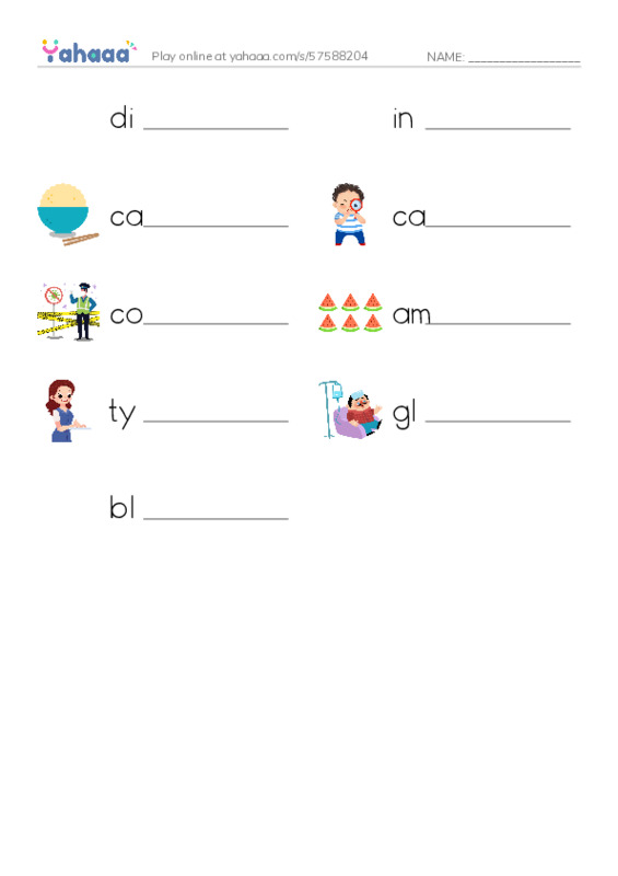 RAZ Vocabulary L: Diabetes and Me PDF worksheet writing row