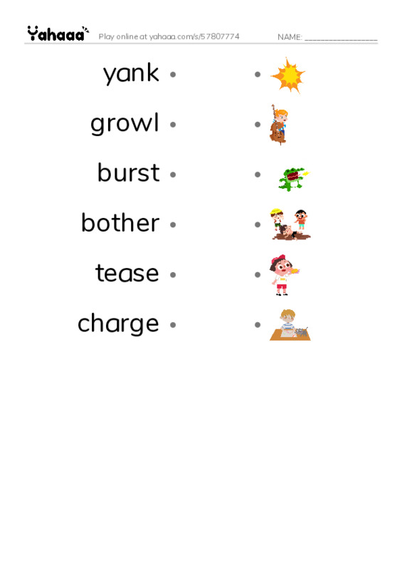 RAZ Vocabulary L: Every Dog Has Its Day PDF link match words worksheet