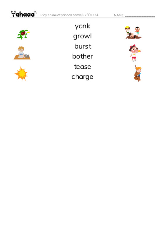 RAZ Vocabulary L: Every Dog Has Its Day PDF three columns match words