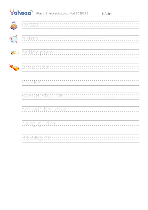 RAZ Vocabulary L: Fantastic Flying Machines PDF write between the lines worksheet