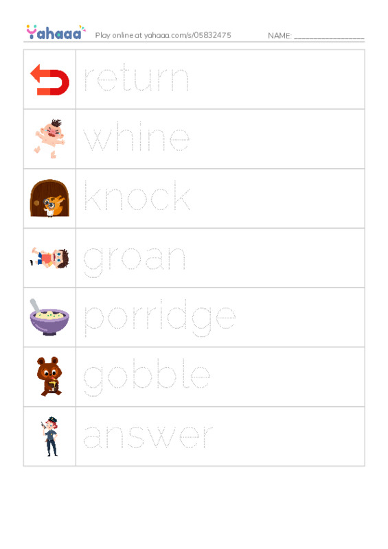 RAZ Vocabulary L: Goldilocks and the Other Three Bears PDF one column image words