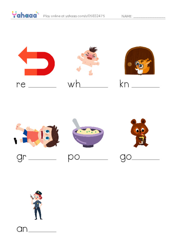 RAZ Vocabulary L: Goldilocks and the Other Three Bears PDF worksheet to fill in words gaps