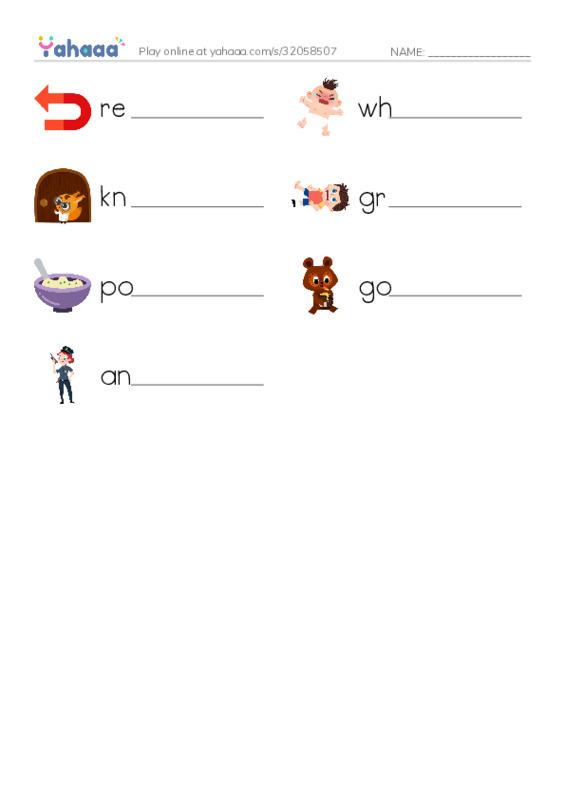 RAZ Vocabulary L: Goldilocks and the Other Three Bears PDF worksheet writing row