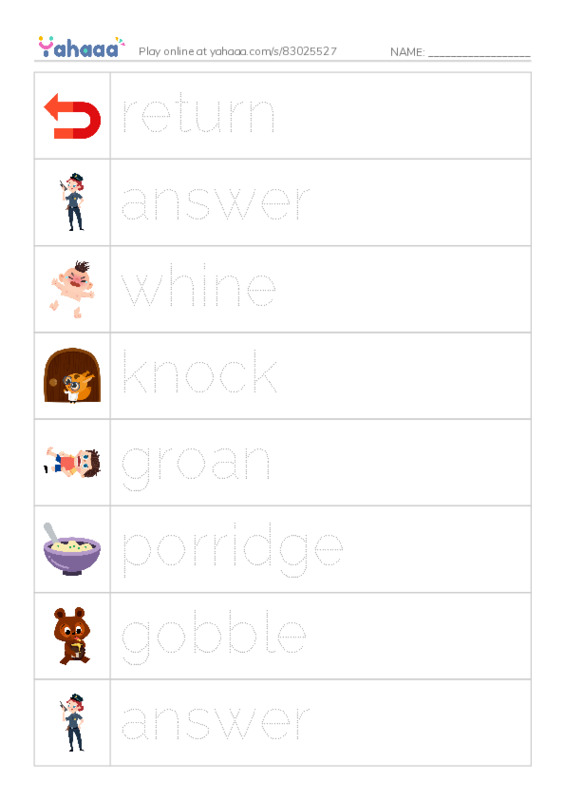 RAZ Vocabulary L: Goldilocks and the Three Bears PDF one column image words