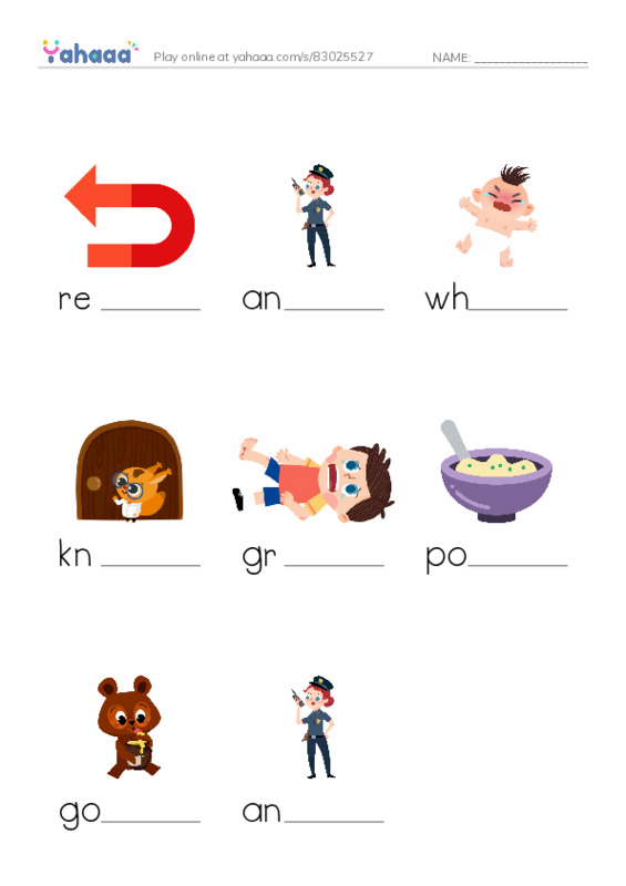 RAZ Vocabulary L: Goldilocks and the Three Bears PDF worksheet to fill in words gaps
