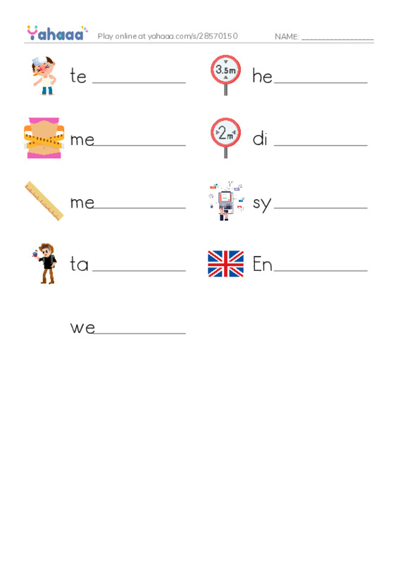 RAZ Vocabulary L: How We Measure PDF worksheet writing row