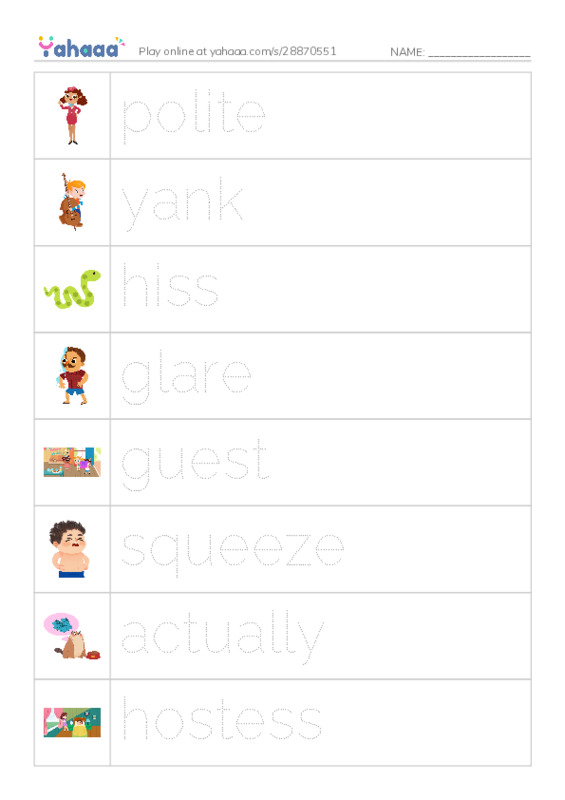 RAZ Vocabulary L: Im the Guest PDF one column image words