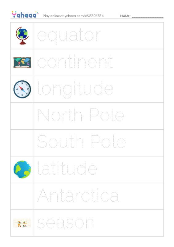 RAZ Vocabulary L: Introducing Planet Earth PDF one column image words