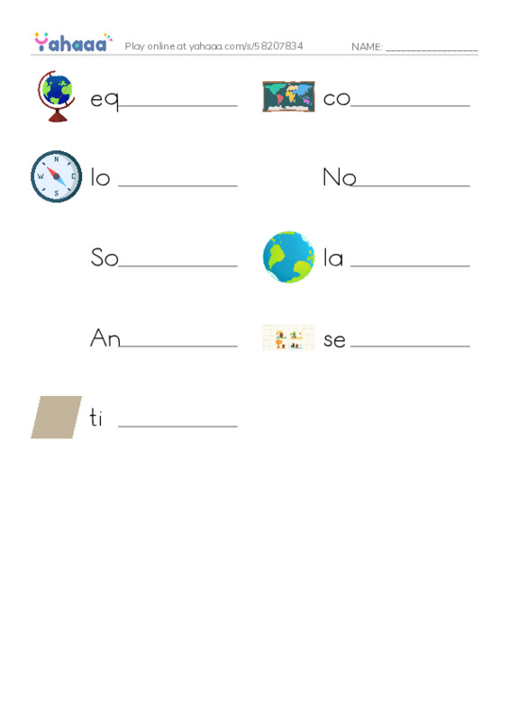 RAZ Vocabulary L: Introducing Planet Earth PDF worksheet writing row