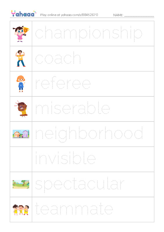 RAZ Vocabulary L: Jessica Loves Soccer PDF one column image words