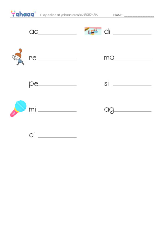 RAZ Vocabulary L: Joeys Stop Sign PDF worksheet writing row