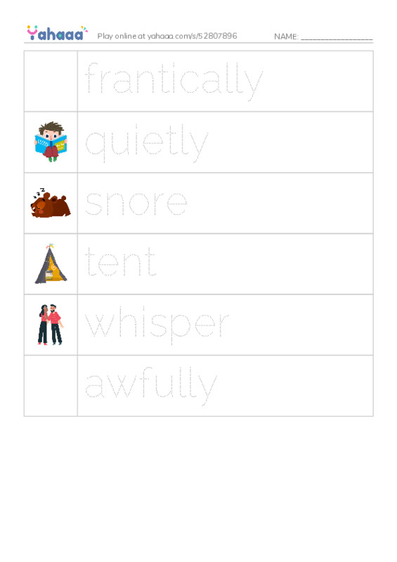 RAZ Vocabulary L: Noise in the Night PDF one column image words