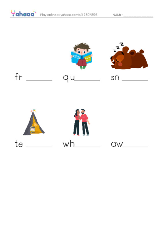 RAZ Vocabulary L: Noise in the Night PDF worksheet to fill in words gaps