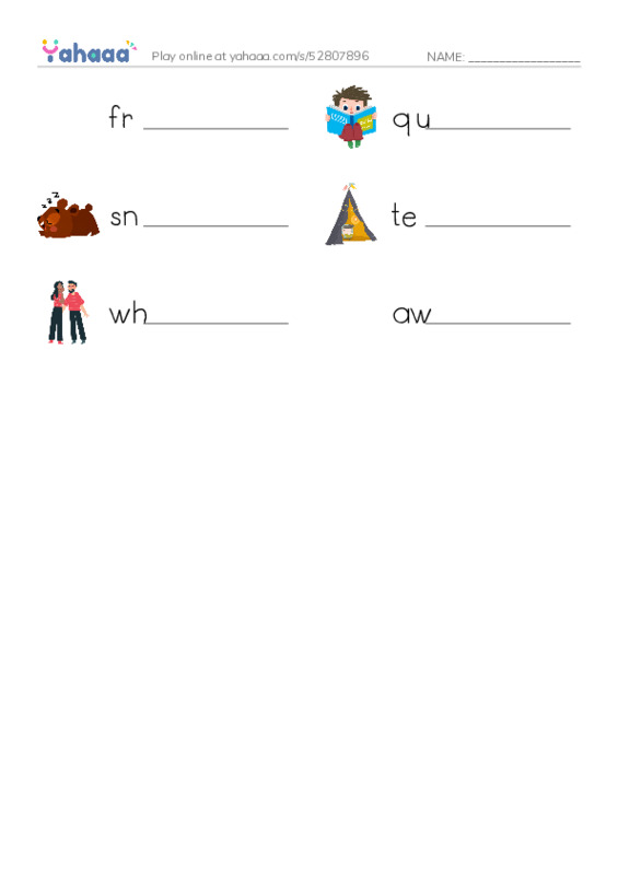 RAZ Vocabulary L: Noise in the Night PDF worksheet writing row