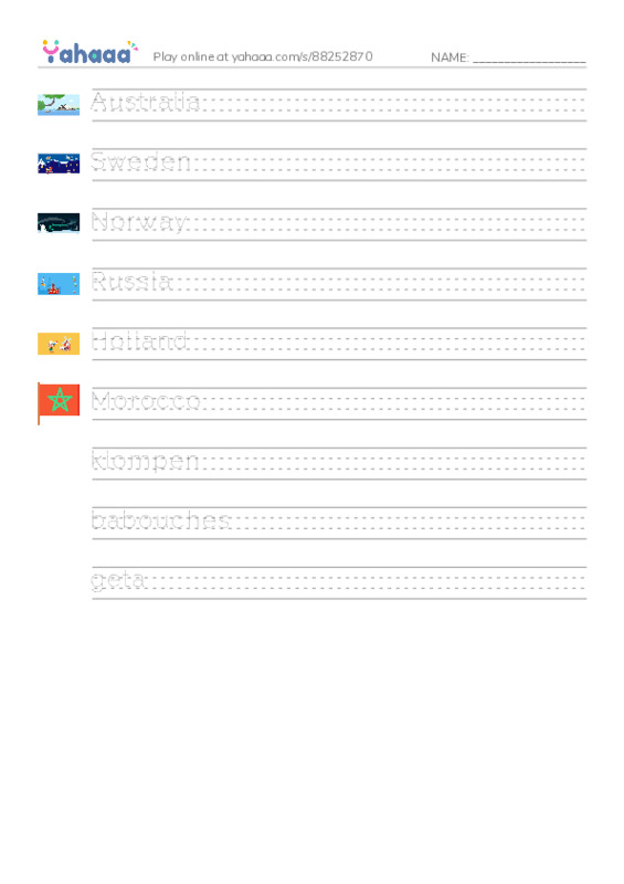 RAZ Vocabulary L: Shoes Around the World PDF write between the lines worksheet