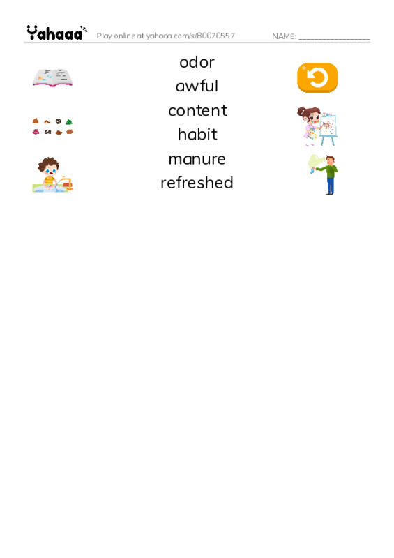 RAZ Vocabulary L: Smelly Clyde PDF three columns match words