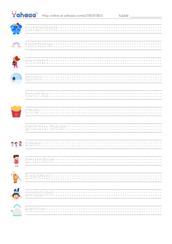 RAZ Vocabulary L: The Igloo PDF write between the lines worksheet