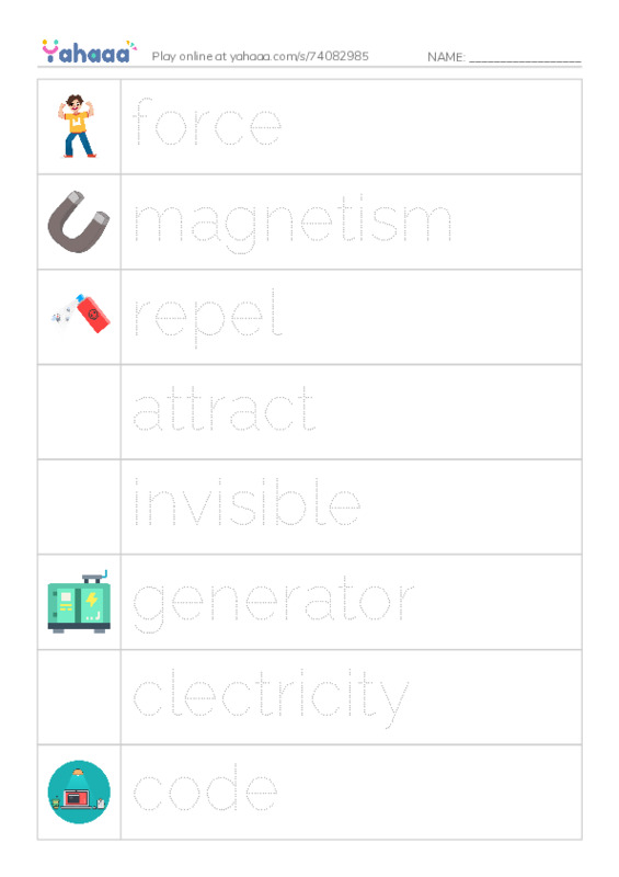 RAZ Vocabulary L: The Power of Magnets PDF one column image words