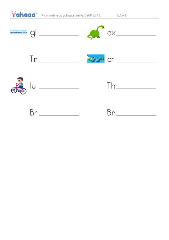 RAZ Vocabulary L: The Tinosaur PDF worksheet writing row
