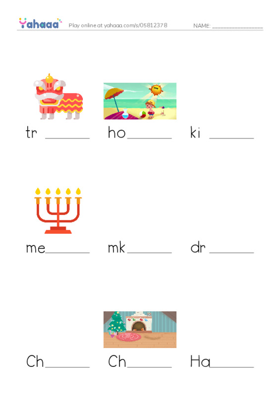 RAZ Vocabulary L: World Holidays PDF worksheet to fill in words gaps
