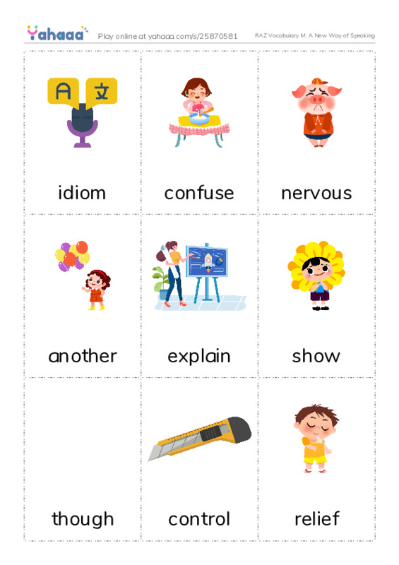 RAZ Vocabulary M: A New Way of Speaking PDF flaschards with images
