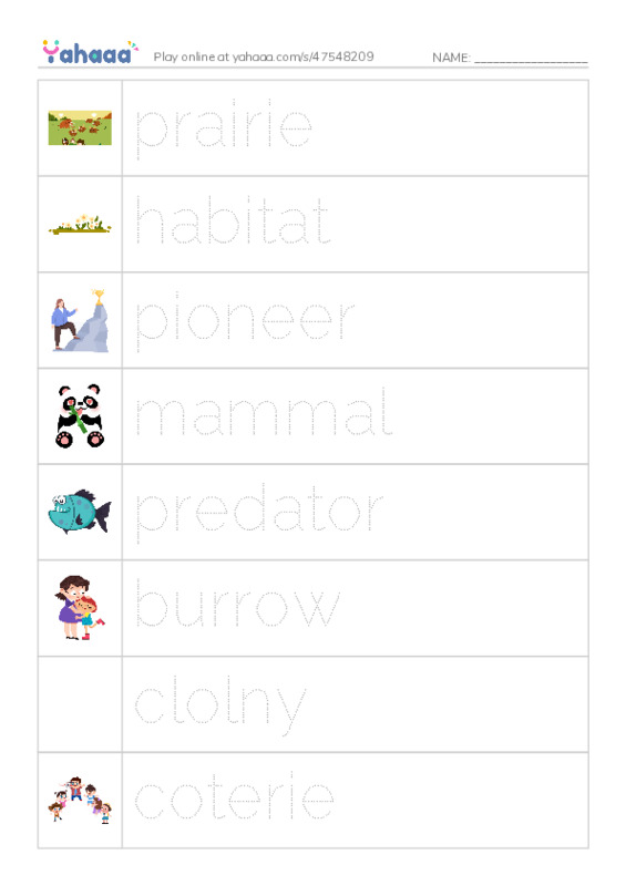 RAZ Vocabulary M: A Prairie Dogs Life PDF one column image words