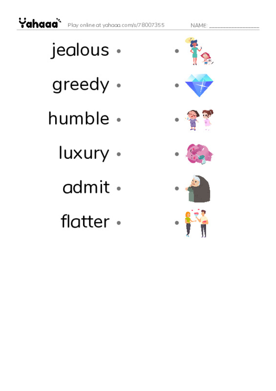 RAZ Vocabulary M: Aesops Fables PDF link match words worksheet