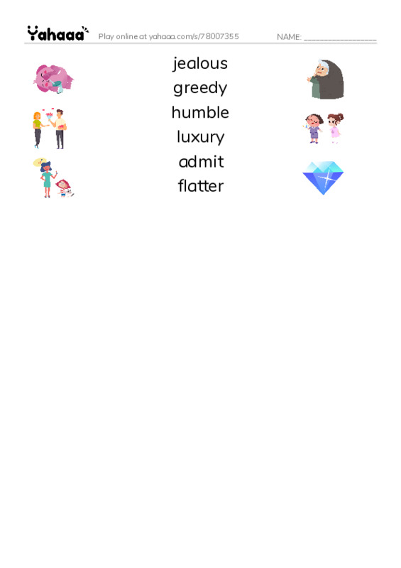 RAZ Vocabulary M: Aesops Fables PDF three columns match words