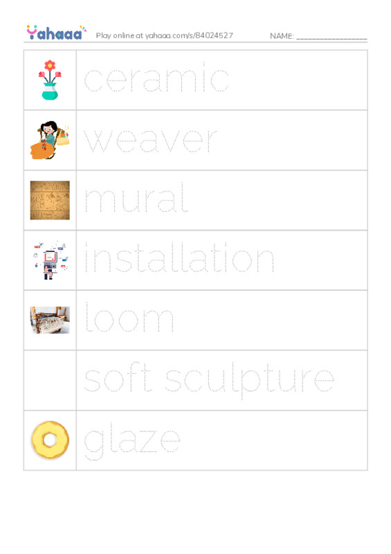 RAZ Vocabulary M: Art Around Us PDF one column image words