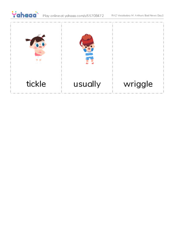 RAZ Vocabulary M: Arthurs Bad News Day2 PDF flaschards with images