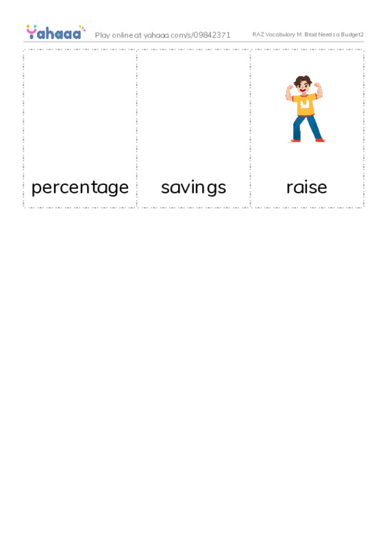RAZ Vocabulary M: Brad Needs a Budget2 PDF flaschards with images