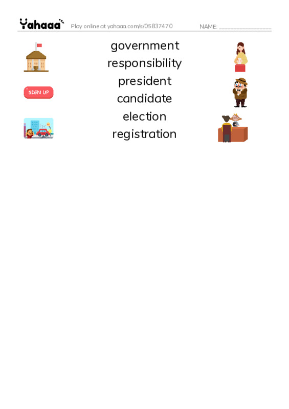 RAZ Vocabulary M: Can I Vote PDF three columns match words