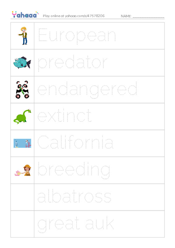 RAZ Vocabulary M: Endangered Birds PDF one column image words