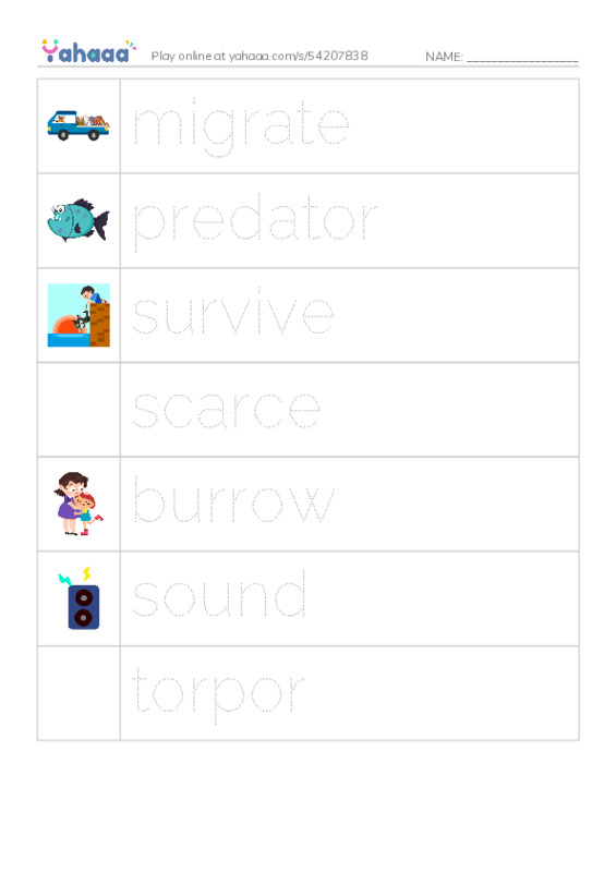 RAZ Vocabulary M: Hibernation PDF one column image words