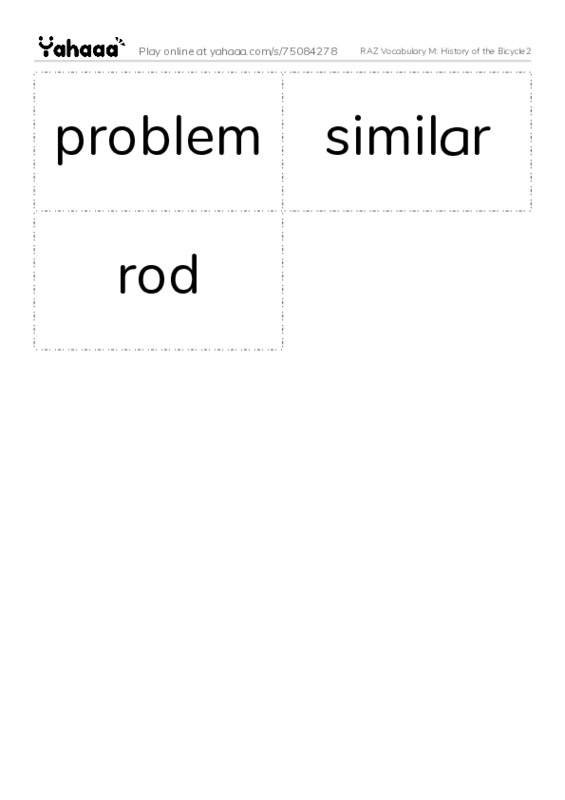 RAZ Vocabulary M: History of the Bicycle2 PDF two columns flashcards