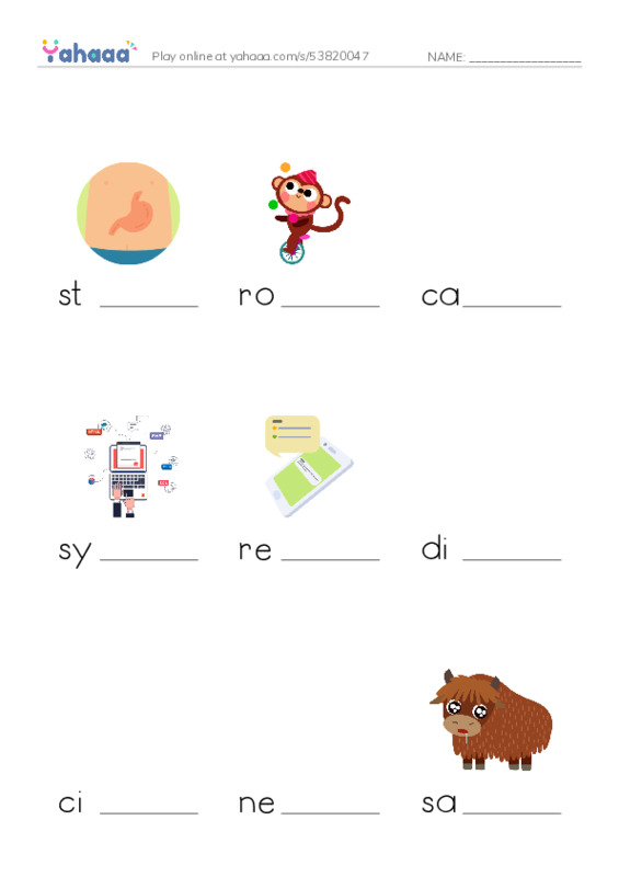 RAZ Vocabulary M: Inside Your Body2 PDF worksheet to fill in words gaps