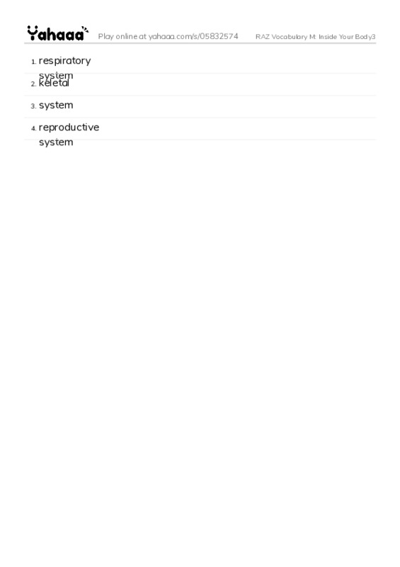 RAZ Vocabulary M: Inside Your Body3 PDF words glossary