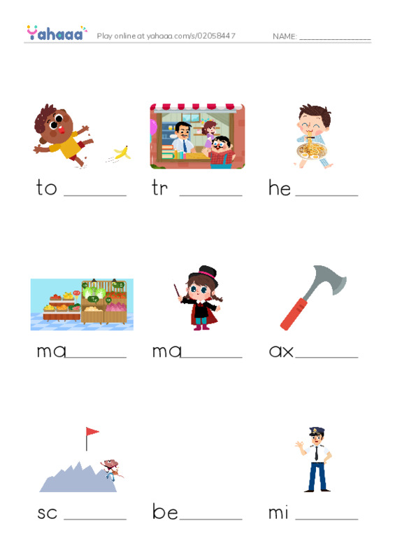 RAZ Vocabulary M: Jacks Tale PDF worksheet to fill in words gaps