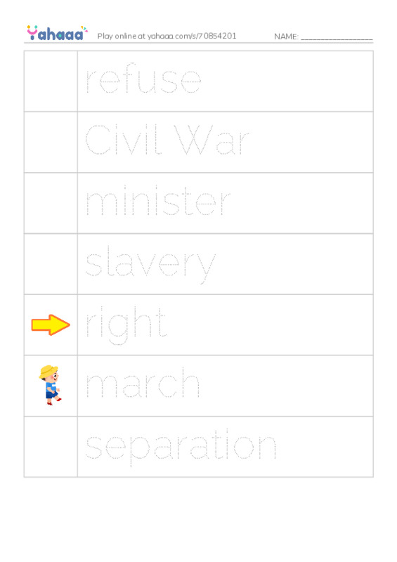 RAZ Vocabulary M: Martin Luther King Jr PDF one column image words