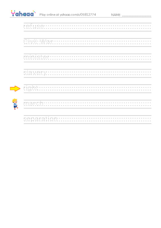 RAZ Vocabulary M: Martin Luther King Jr PDF write between the lines worksheet