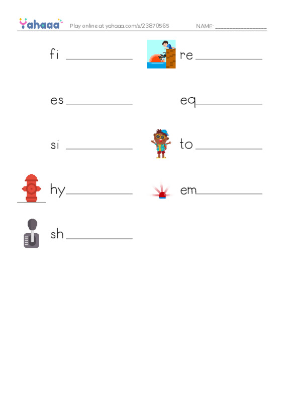 RAZ Vocabulary M: My Uncle Is a Firefighter PDF worksheet writing row