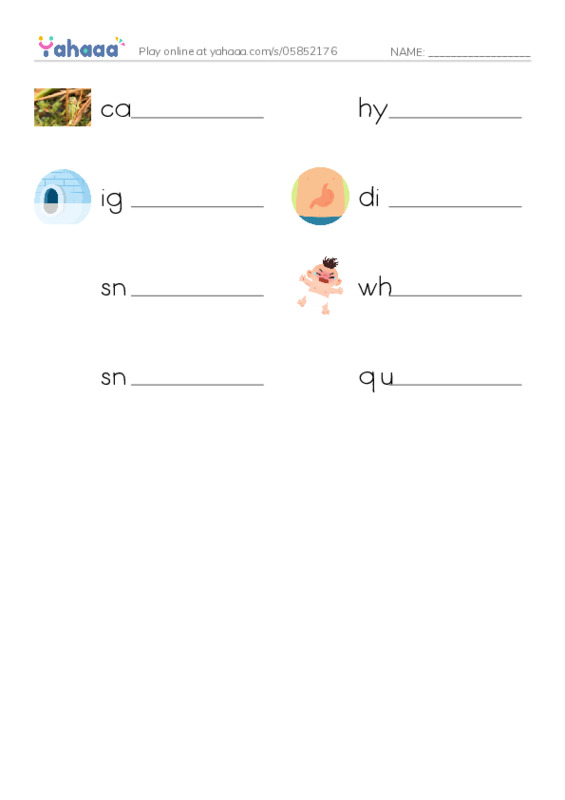 RAZ Vocabulary M: Snow Camping PDF worksheet writing row
