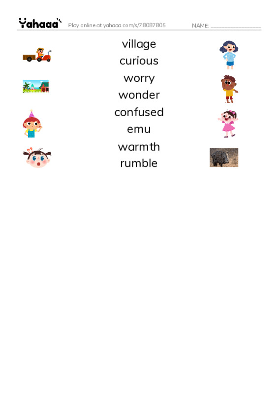 RAZ Vocabulary M: Story of the Sun PDF three columns match words
