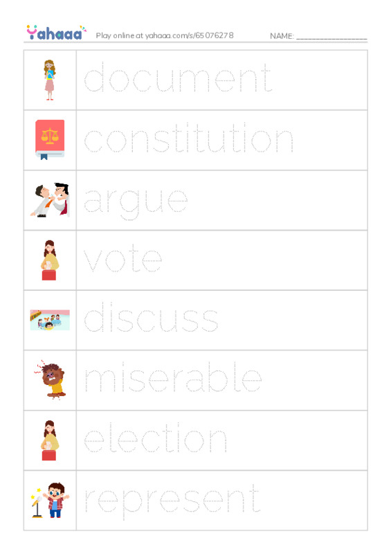 RAZ Vocabulary M: The Creature Constitution PDF one column image words