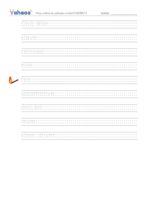 RAZ Vocabulary M: The Legend of John Henry PDF write between the lines worksheet