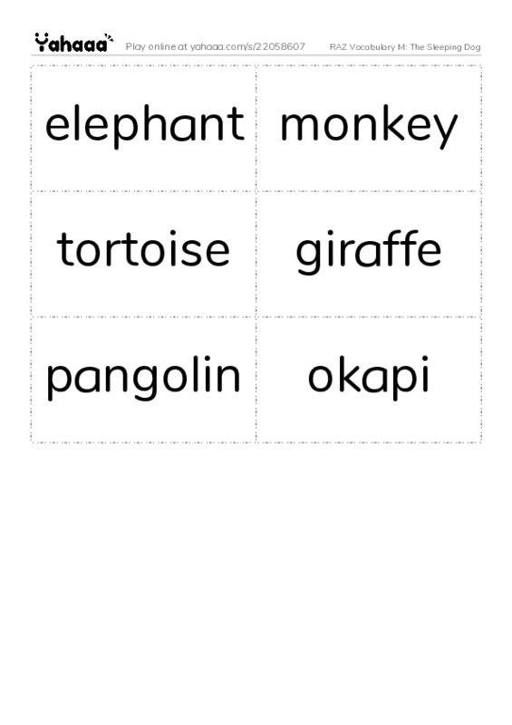 RAZ Vocabulary M: The Sleeping Dog PDF two columns flashcards