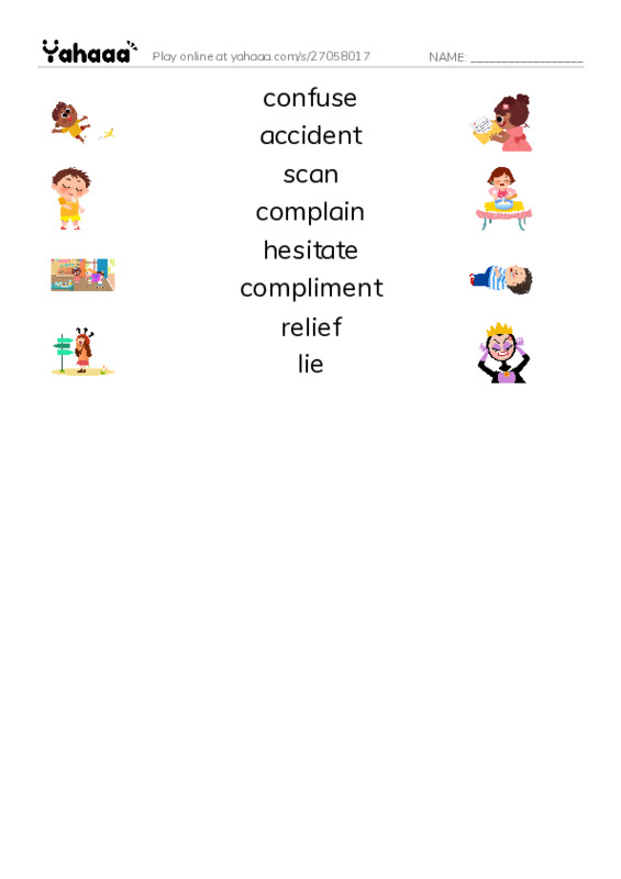 RAZ Vocabulary M: The Sometimes Friend PDF three columns match words